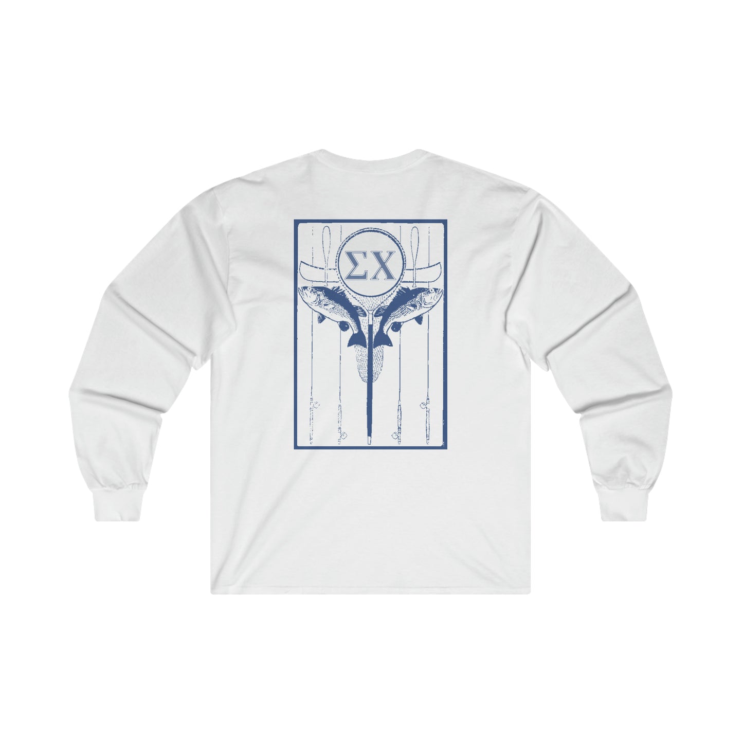 Sigma Chi Fishing – "Badu" Retro Lodge ƩΧ Letters 100% Ultra Cotton Long Sleeve Tee