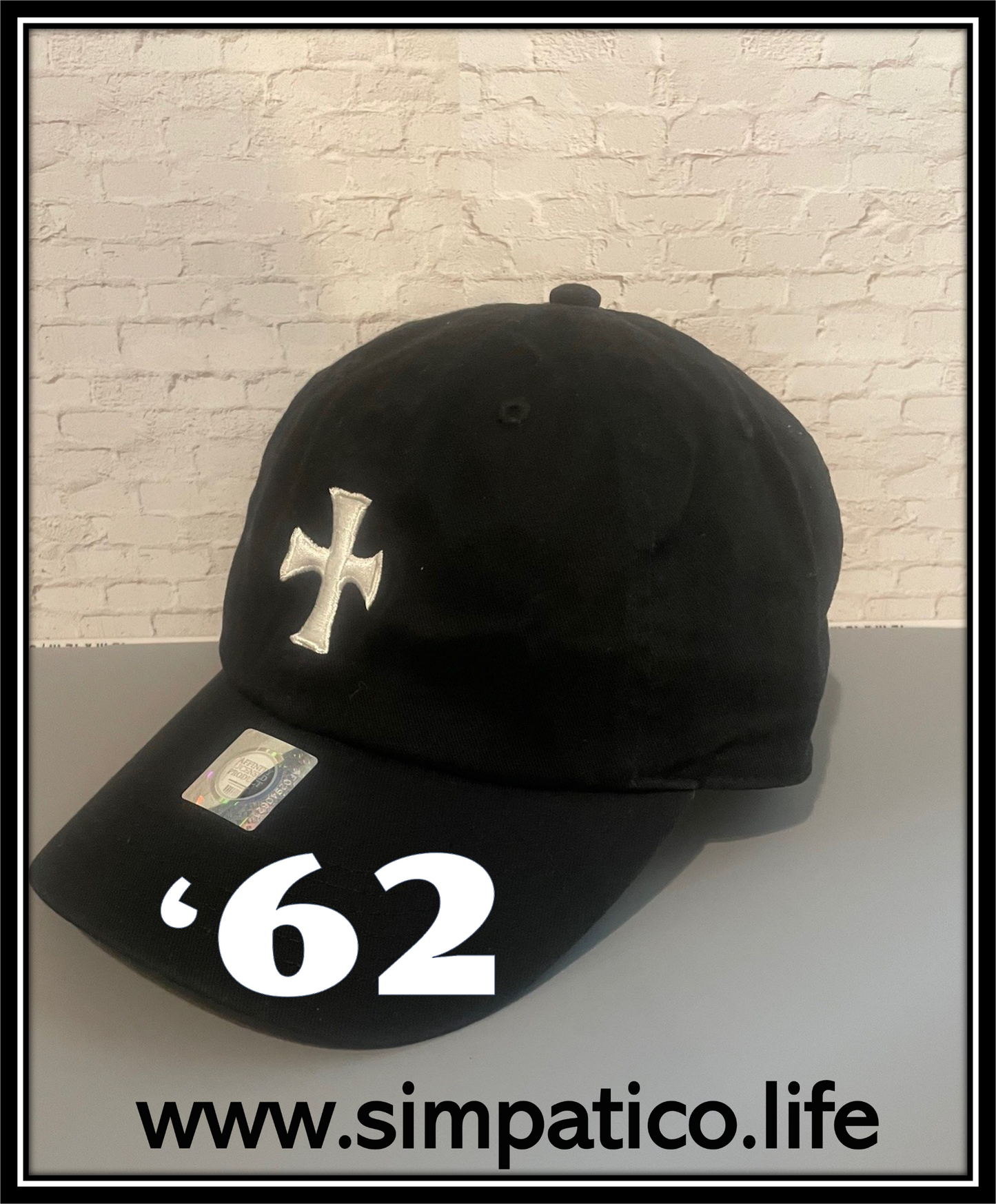 '62 White Cross - Unconstructed/Dad Hat Black