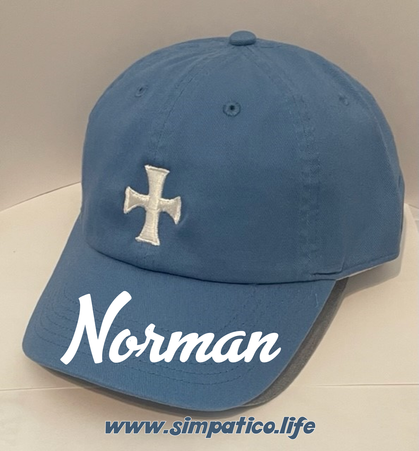 The Norman White Cross - Unconstructed/Dad Hat Sky Blue