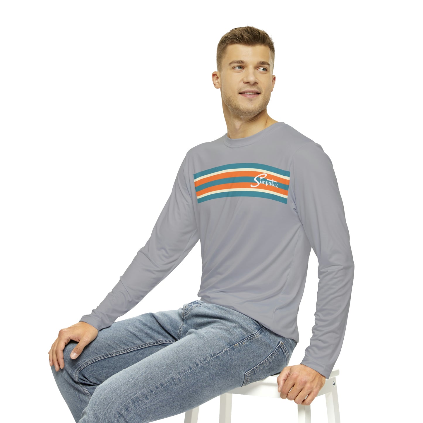 Simpatico Original Stripe Long Sleeve Gray Sun/Swim Shirt