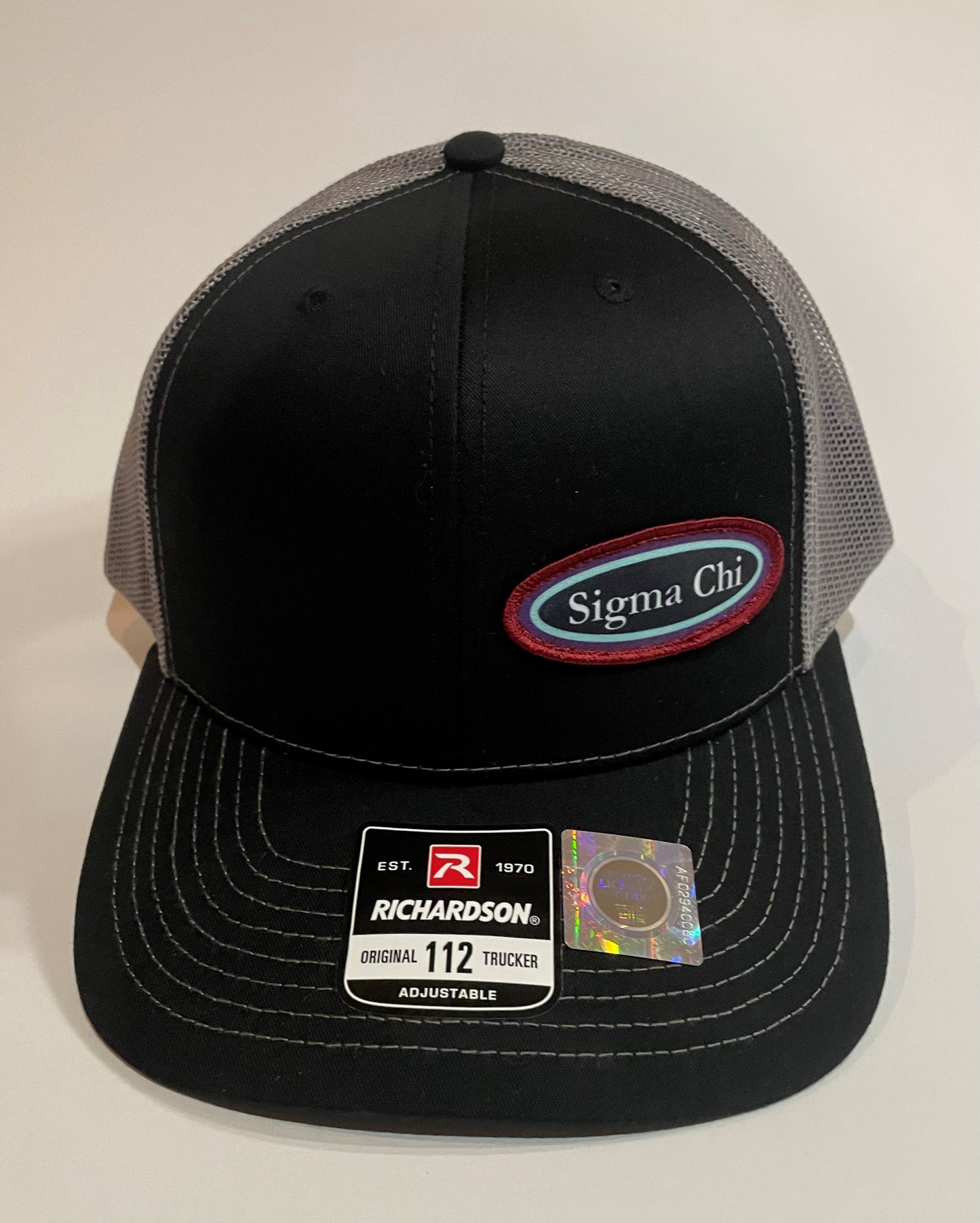 Trucker Hat Black/ Charcoal Sigma Chi Winter 22 Oval Patch – Simpatico.life