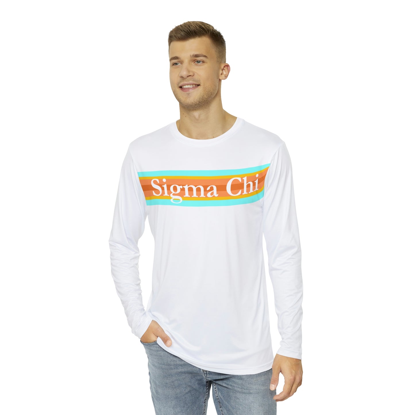 Sprumer 23 White - Sigma Chi Stripe Long Sleeve Sun/Swim Shirt